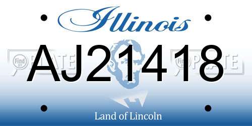 AJ21418 Illinois License Plate