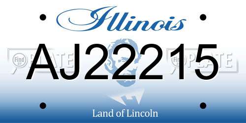 AJ22215 Illinois License Plate