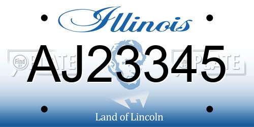 AJ23345 Illinois License Plate