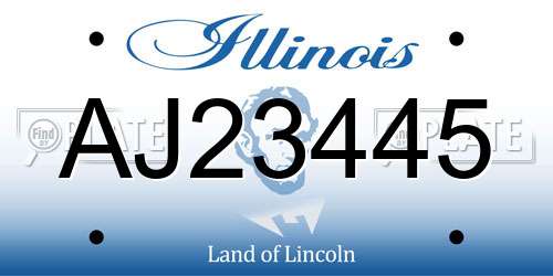 AJ23445 Illinois License Plate