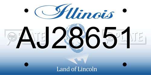 AJ28651 Illinois License Plate