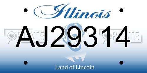 AJ29314 Illinois License Plate