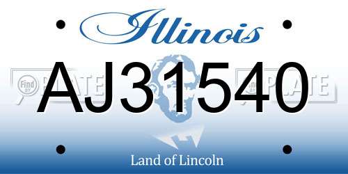 AJ31540 Illinois License Plate