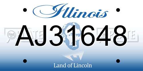 AJ31648 Illinois License Plate