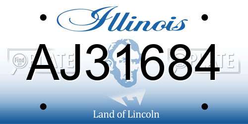 AJ31684 Illinois License Plate