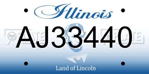 AJ33440 Illinois License Plate