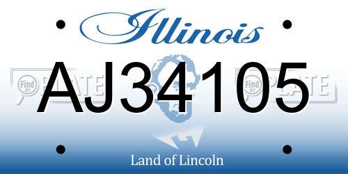 AJ34105 Illinois License Plate
