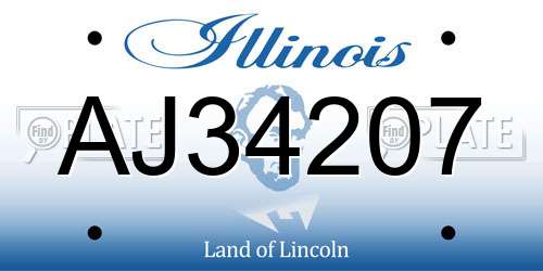 AJ34207 Illinois License Plate