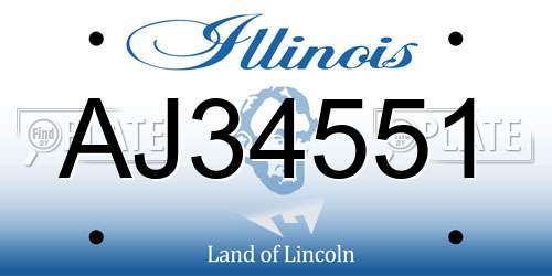 AJ34551 Illinois License Plate