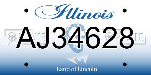 AJ34628 Illinois License Plate