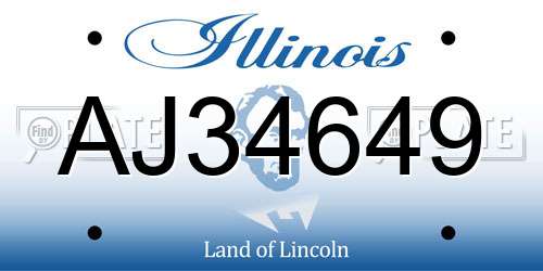AJ34649 Illinois License Plate