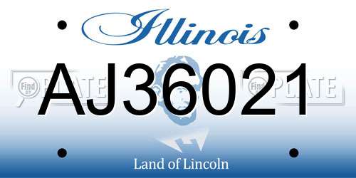 AJ36021 Illinois License Plate