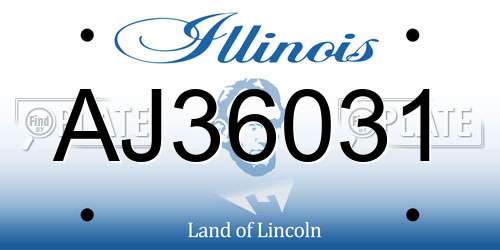 AJ36031 Illinois License Plate
