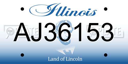 AJ36153 Illinois License Plate
