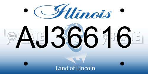 AJ36616 Illinois License Plate
