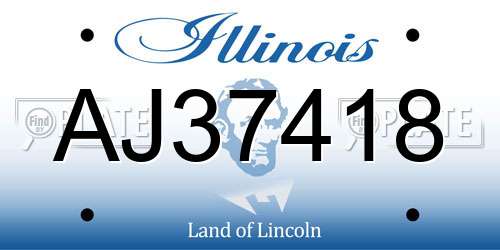 AJ37418 Illinois License Plate