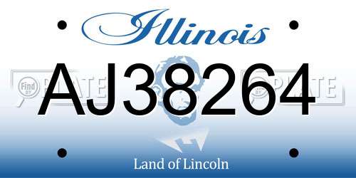 AJ38264 Illinois License Plate