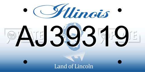 AJ39319 Illinois License Plate