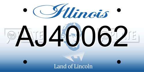 AJ40062 Illinois License Plate