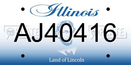 AJ40416 Illinois License Plate