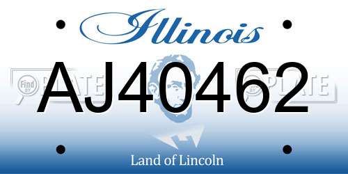 AJ40462 Illinois License Plate