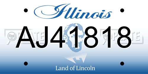 AJ41818 Illinois License Plate