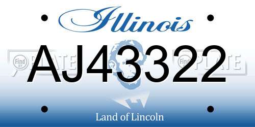 AJ43322 Illinois License Plate