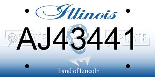 AJ43441 Illinois License Plate