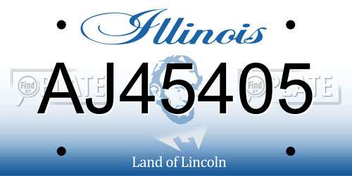 AJ45405 Illinois License Plate