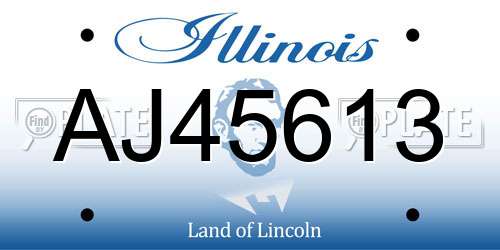 AJ45613 Illinois License Plate