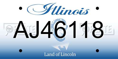AJ46118 Illinois License Plate
