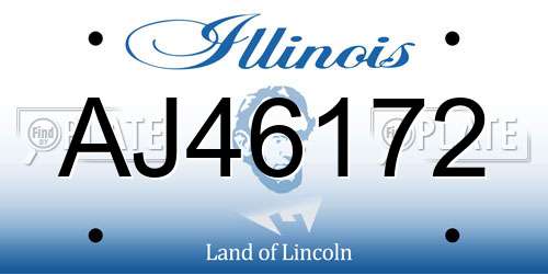 AJ46172 Illinois License Plate