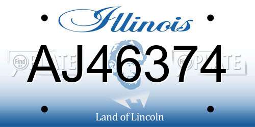 AJ46374 Illinois License Plate