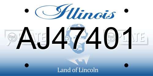 AJ47401 Illinois License Plate