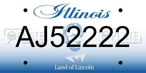 AJ52222 Illinois License Plate