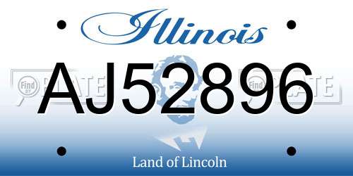 AJ52896 Illinois License Plate