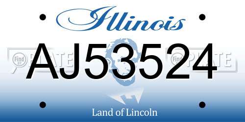 AJ53524 Illinois License Plate