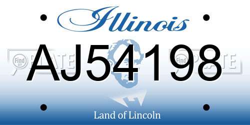 AJ54198 Illinois License Plate