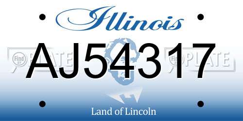 AJ54317 Illinois License Plate