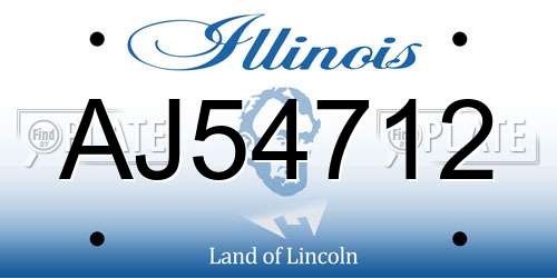 AJ54712 Illinois License Plate