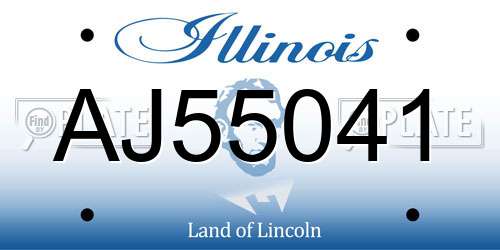AJ55041 Illinois License Plate