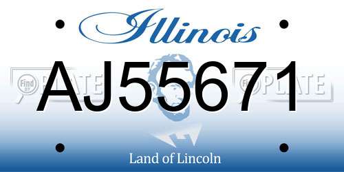 AJ55671 Illinois License Plate
