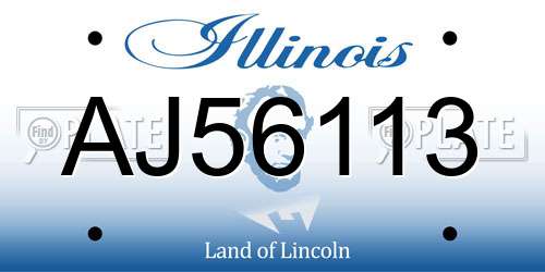 AJ56113 Illinois License Plate