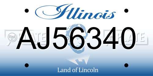 AJ56340 Illinois License Plate