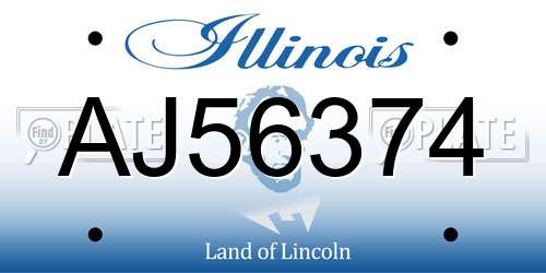 AJ56374 Illinois License Plate