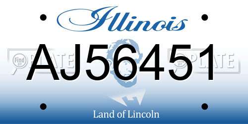 AJ56451 Illinois License Plate