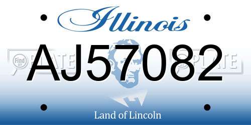 AJ57082 Illinois License Plate