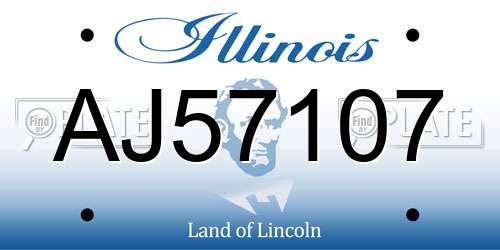 AJ57107 Illinois License Plate