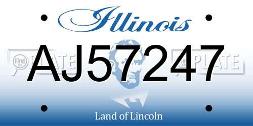 AJ57247 Illinois License Plate