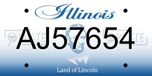 AJ57654 Illinois License Plate